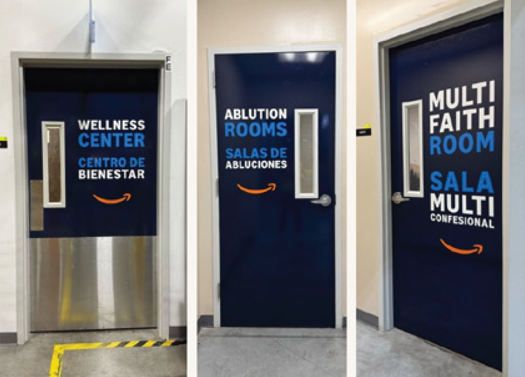 Amazon bilingual door signage