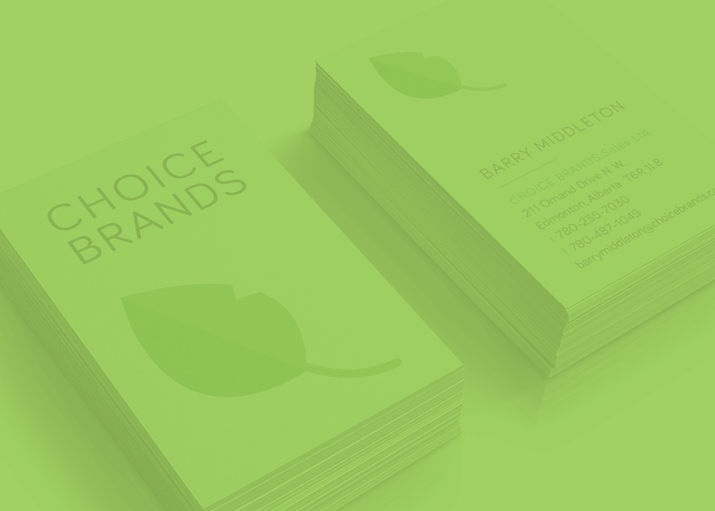 Choice Brands business cards, back