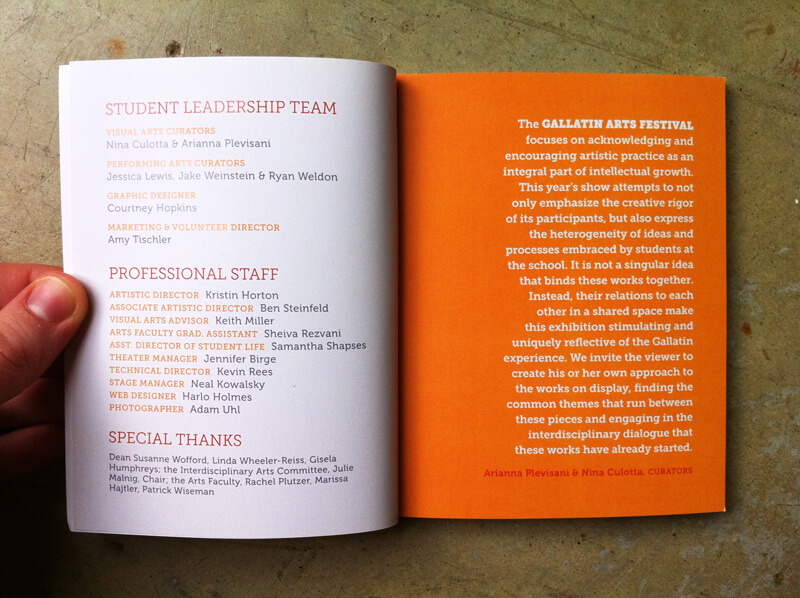 Gallatin Arts Festival catalogue intro spread