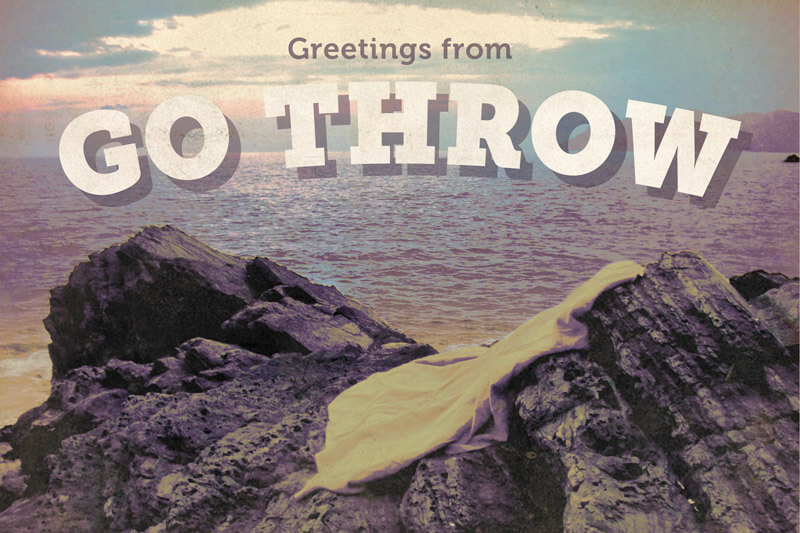 Go Throw postcard design, variant