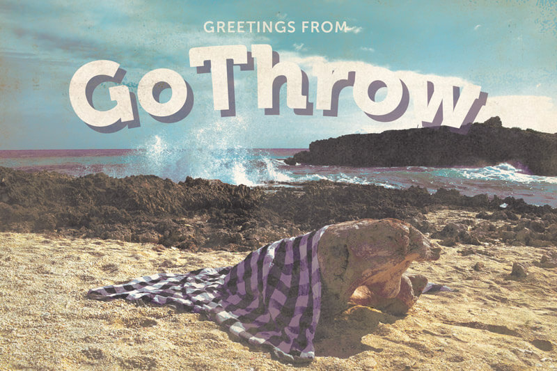 Go Throw postcard design, another variant