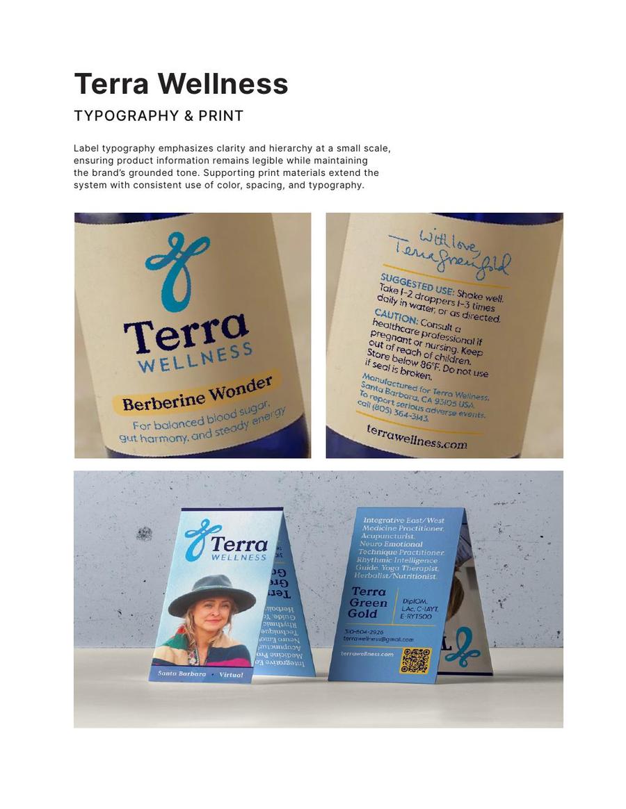 Terra Wellness labels and print