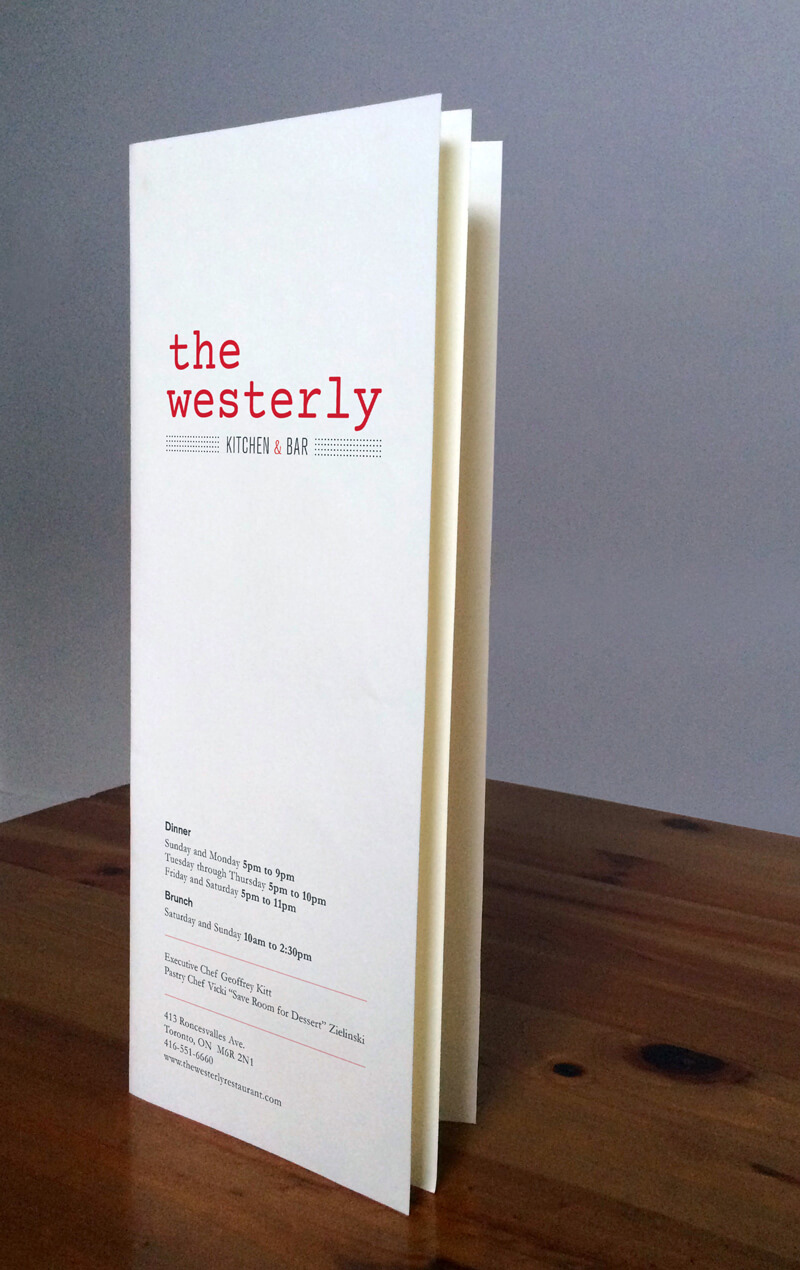 The Westerly front menu cover